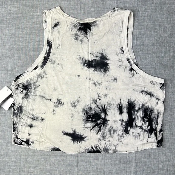 Black & White Tie Dye Crop Athletic Tank Top by Jessica Simpson The Warm Up XL - Picture 5 of 5